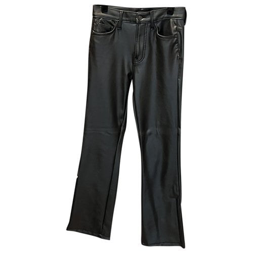 Pre-owned Mother Mvegan Leather Slim Pants In Black