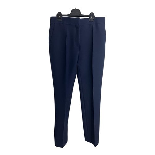 Pre-owned Dior Wool Straight Pants In Blue