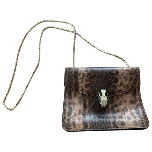 Pre-owned Bvlgari Serpenti Leather Handbag In Brown