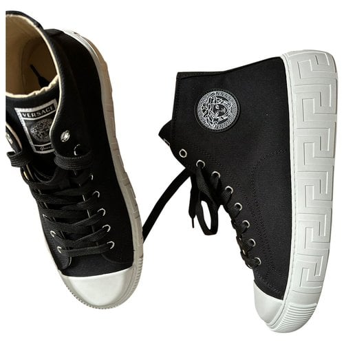 Pre-owned Versace High Trainers In Black