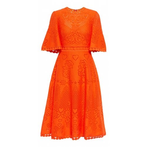 Pre-owned Valentino Lace Mid-length Dress In Orange