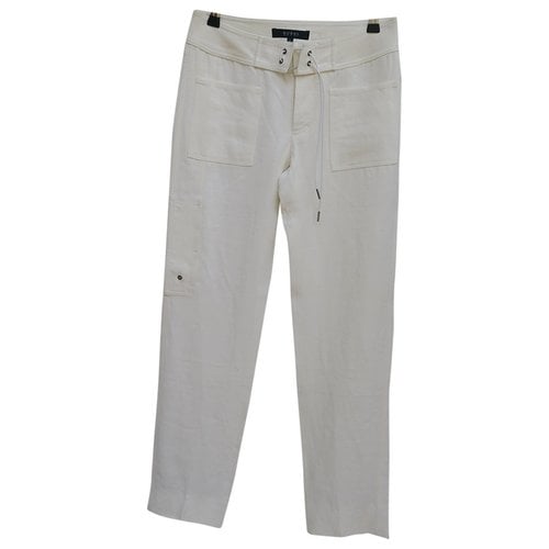 Pre-owned Gucci Linen Straight Pants In Ecru