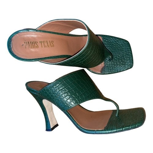 Pre-owned Paris Texas Leather Mules In Green