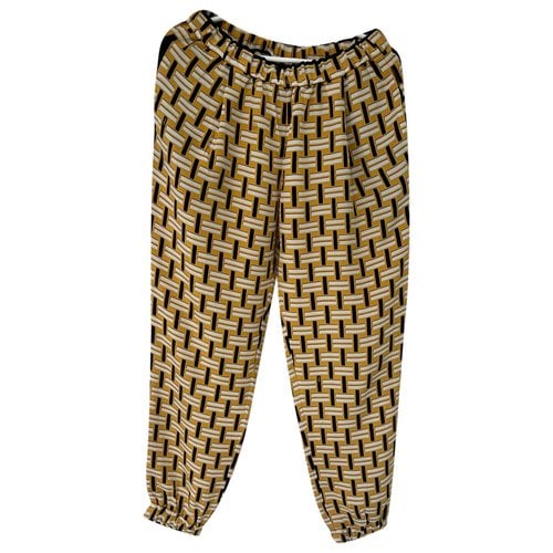 Pre-owned Fendi Silk Trousers In Yellow