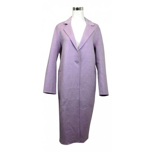 Pre-owned Sandro Wool Trench Coat In Purple