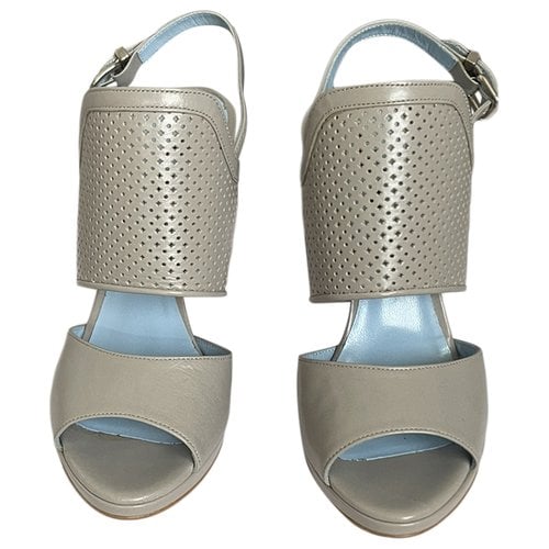 Pre-owned Pollini Leather Sandals In Grey