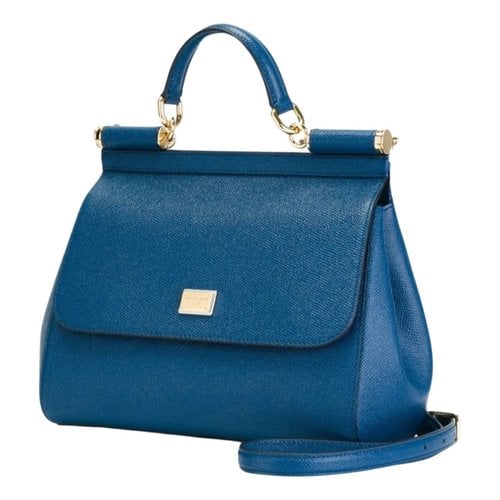 Pre-owned Dolce & Gabbana Sicily Leather Handbag In Blue