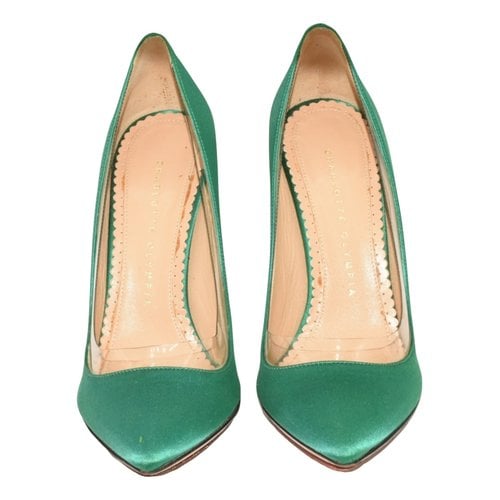 Pre-owned Charlotte Olympia Debbie Cloth Heels In Green