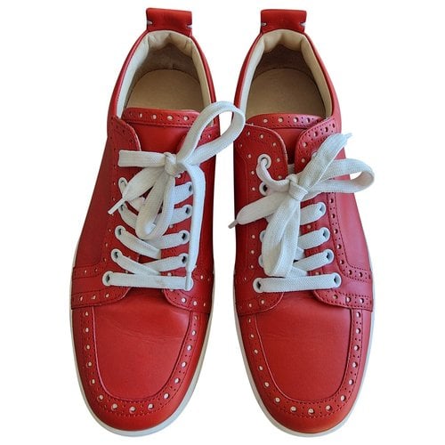 Pre-owned Christian Louboutin Rantulow Leather Low Trainers In Red