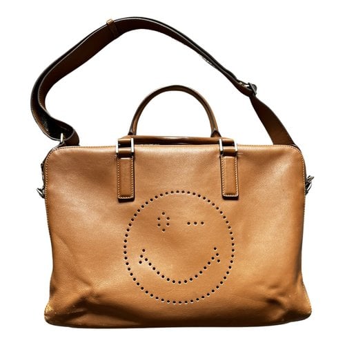 Pre-owned Anya Hindmarch Leather Bowling Bag In Brown