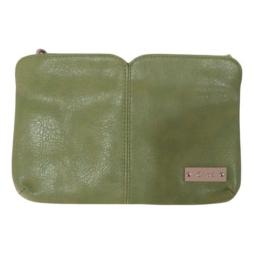 Pre-owned Chloé Vegan Leather Clutch Bag In Green