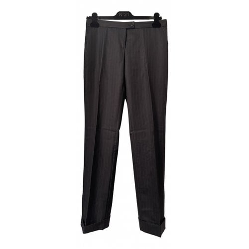 Pre-owned Moschino Wool Straight Pants In Black