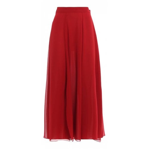 Pre-owned Max Mara Silk Maxi Skirt In Red