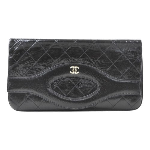 Pre-owned Chanel Leather Card Wallet In Black