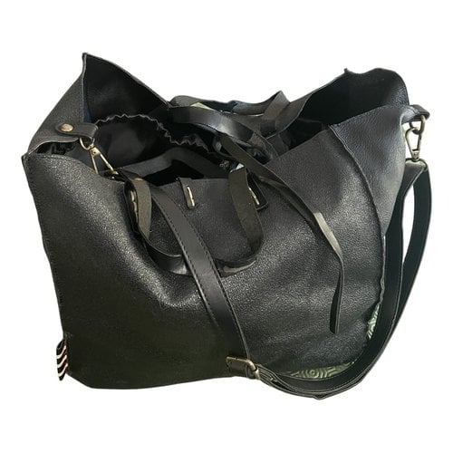 Pre-owned Manila Grace Leather Handbag In Black