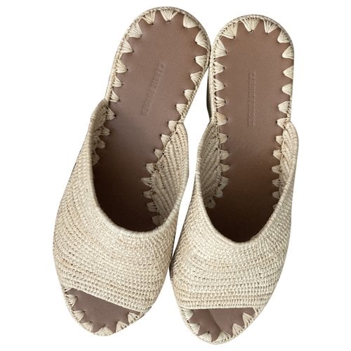 Pre-owned Carrie Forbes Leather Mules In Beige