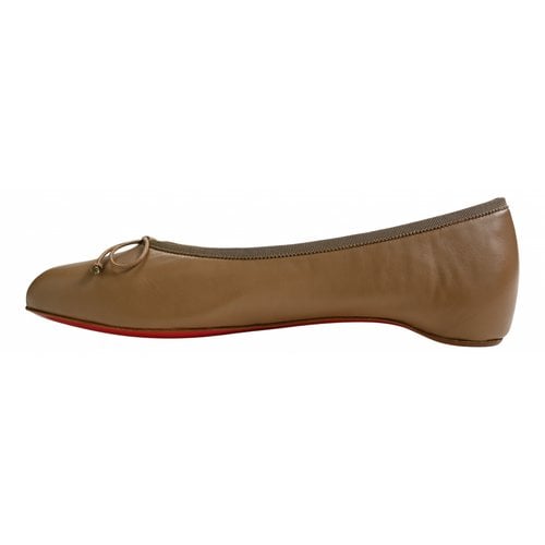 Pre-owned Christian Louboutin Leather Ballet Flats In Brown