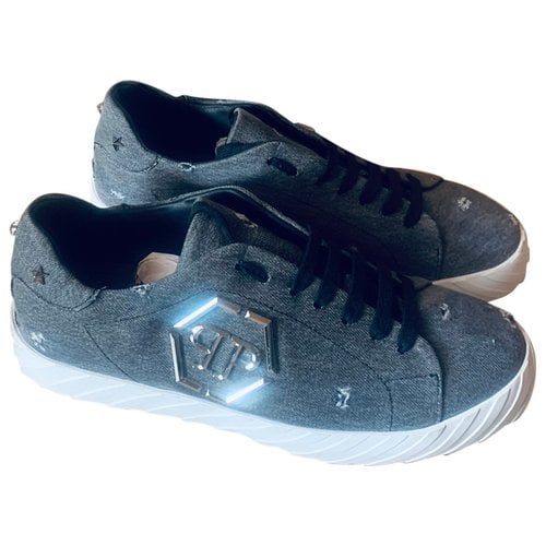 Pre-owned Philipp Plein Stars Cloth Low Trainers In Grey