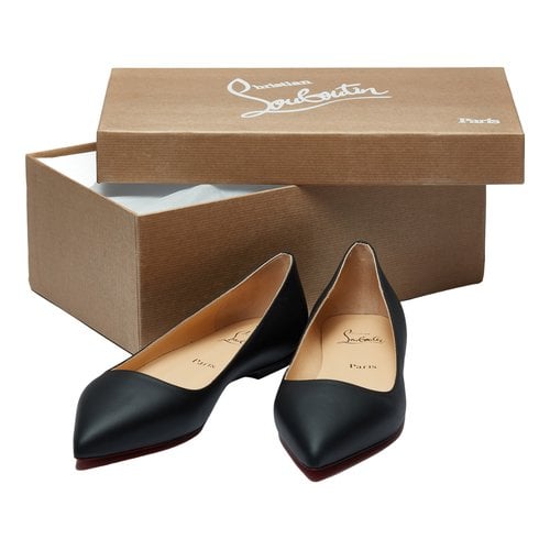 Pre-owned Christian Louboutin Leather Ballet Flats In Black