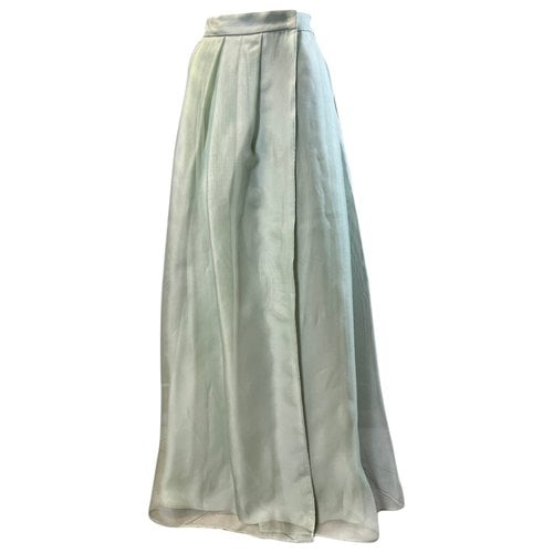 Pre-owned Max Mara Atelier Silk Maxi Skirt In Green