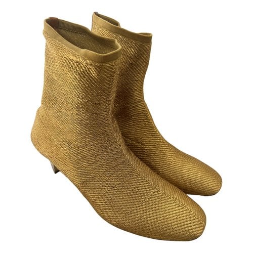 Pre-owned Robert Clergerie Cloth Ankle Boots In Gold
