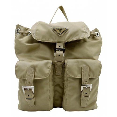 Pre-owned Prada Cloth Backpack In Beige