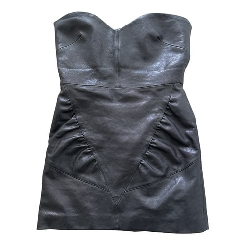 Pre-owned Gucci Leather Mini Dress In Black