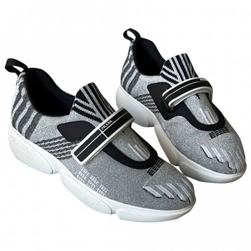 Pre-owned Prada Cloudbust Cloth Trainers In Silver