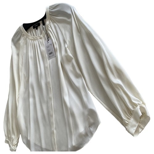 Pre-owned Theory Silk Blouse In Ecru
