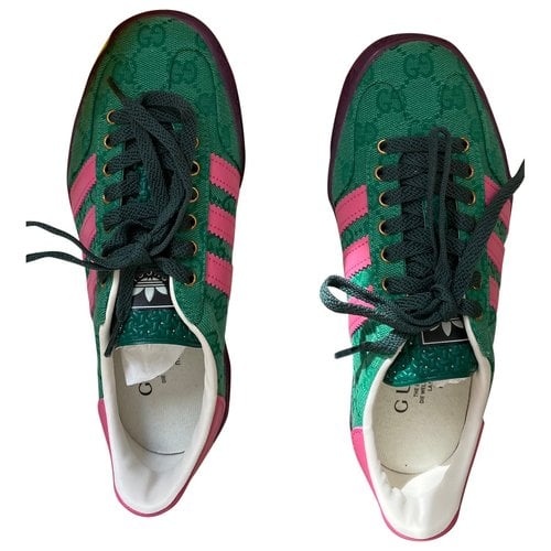 Pre-owned Gucci Cloth Trainers In Green