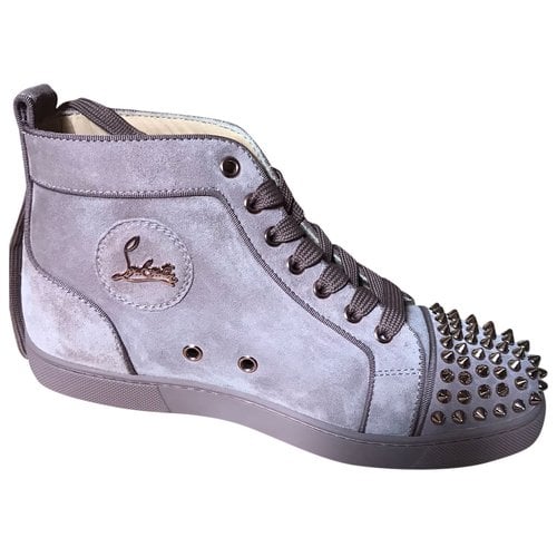 Pre-owned Christian Louboutin Lou Spikes Leather Trainers In Pink