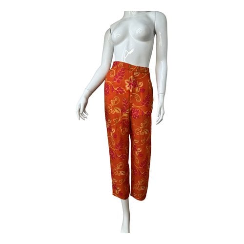 Pre-owned Giorgio Armani Silk Chino Pants In Orange