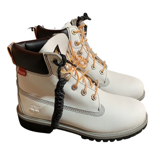 Pre-owned Timberland Lace Up Boots In White