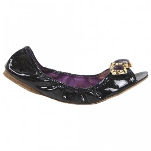 Pre-owned Miu Miu Patent Leather Ballet Flats In Purple