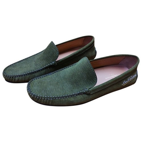 Pre-owned Louis Vuitton Hockenheim Leather Flats In Green