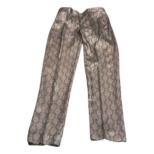 Pre-owned Stella Mccartney Silk Straight Pants In Silver