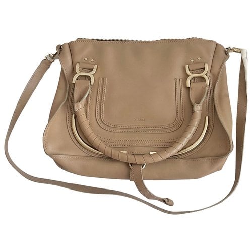 Pre-owned Chloé Marcie Leather Handbag In Beige