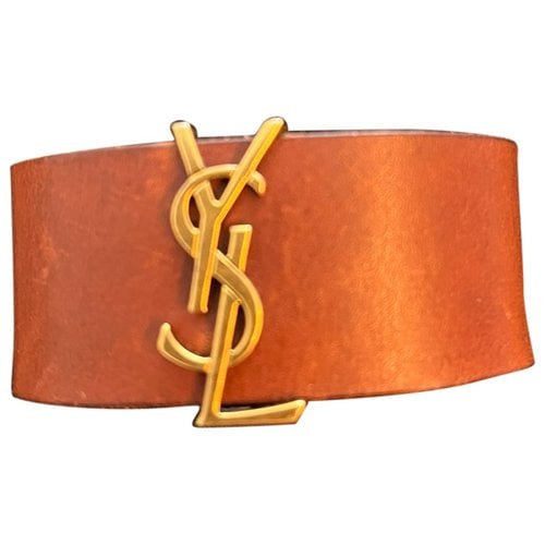 Pre-owned Saint Laurent Monogramme Leather Bracelet In Brown