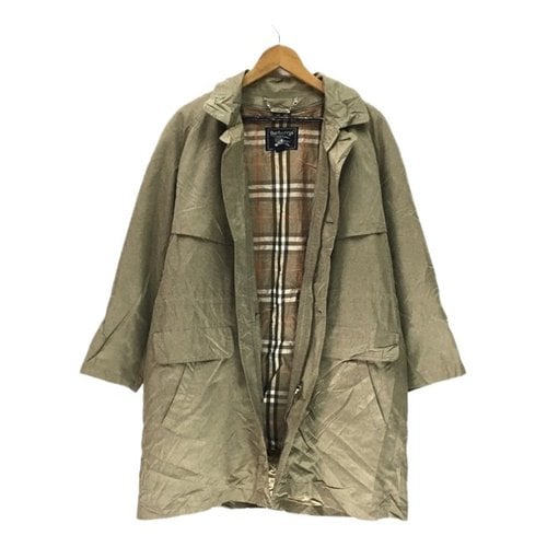 Pre-owned Burberry Linen Trench Coat In Green