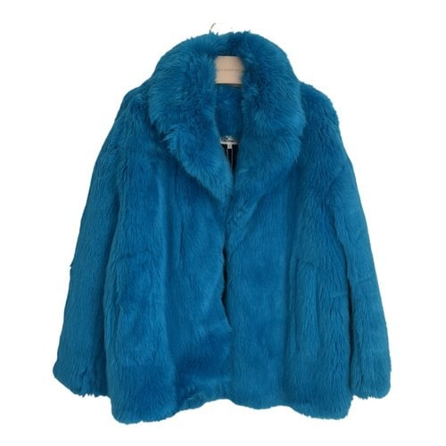 Pre-owned Diane Von Furstenberg Faux Fur Coat In Blue