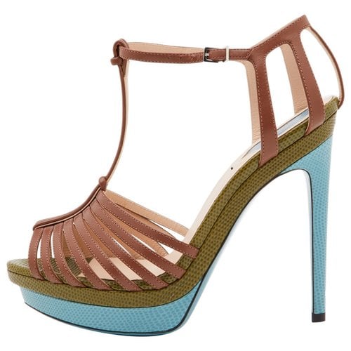 Pre-owned Fendi Patent Leather Sandal In Brown