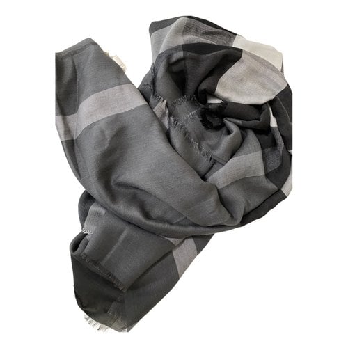 Pre-owned Burberry Silk Scarf In Grey