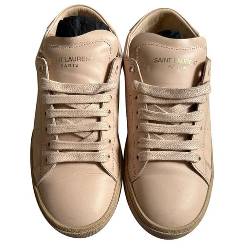 Pre-owned Saint Laurent Andy Leather Trainers In Pink