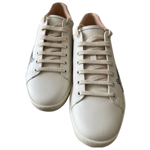 Pre-owned Gucci Leather Low Trainers In Beige