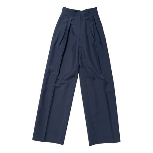 Pre-owned Fendi Wool Large Pants In Navy