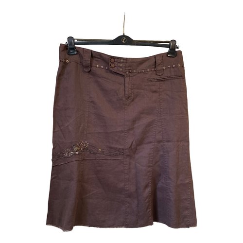 Pre-owned Krizia Linen Maxi Skirt In Brown