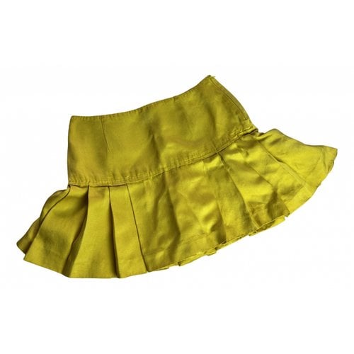 Pre-owned Miu Miu Silk Mini Skirt In Yellow