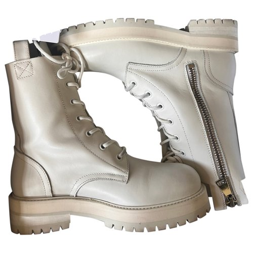 Pre-owned Dondup Leather Ankle Boots In White