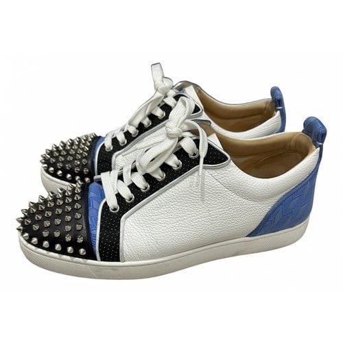 Pre-owned Christian Louboutin Louis Junior Spike Leather Low Trainers In Multicolour