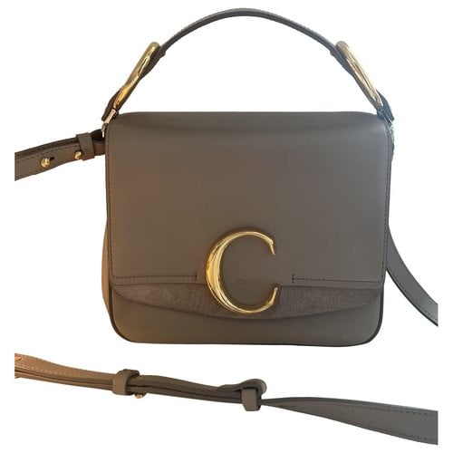 Pre-owned Chloé C Leather Handbag In Grey